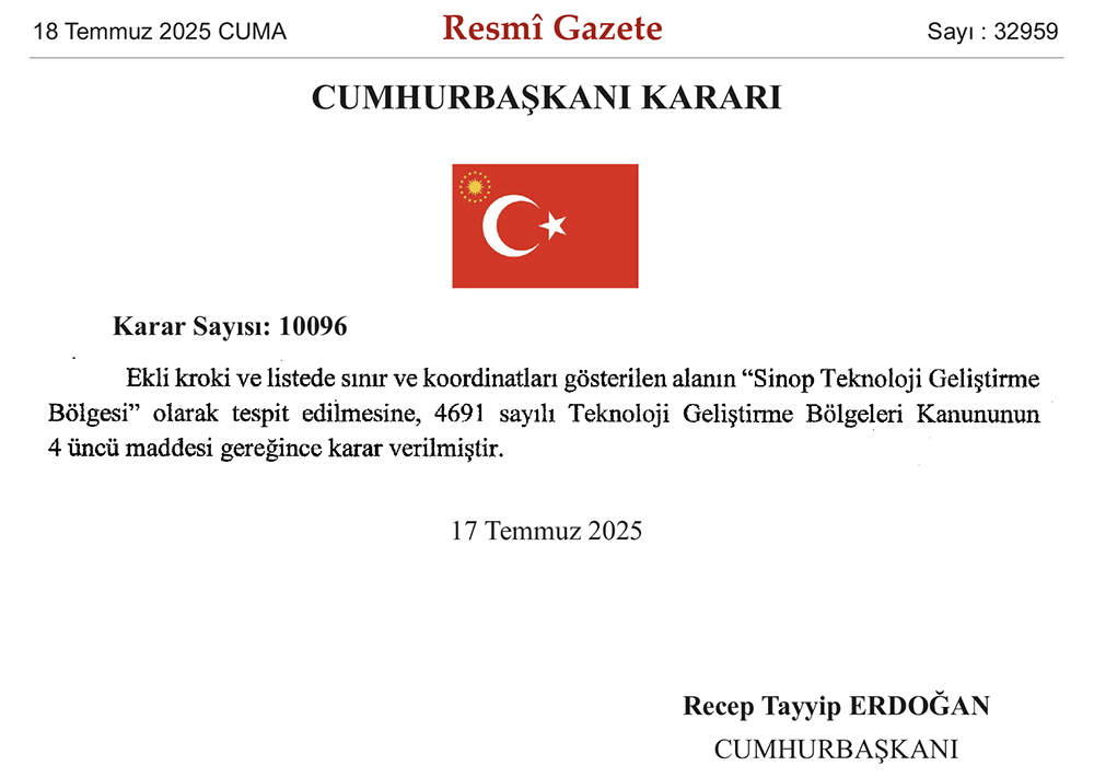 Sinop Üniversitesi “Teknoloji Geliştirme Bölgesi” İlan Edildi